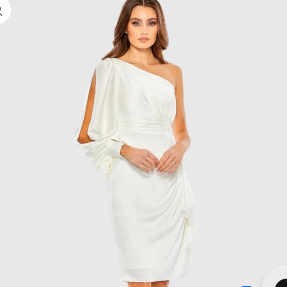 Mac Duggal One Shoulder Cream Dress